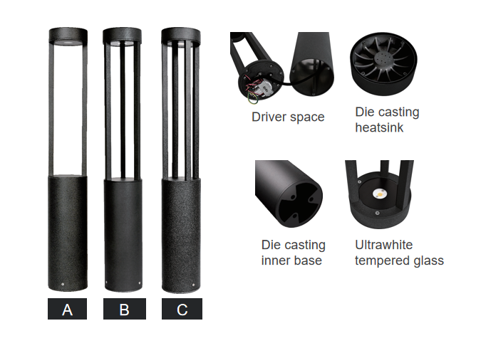 SPE-AC055P cylindrical LED bollard light