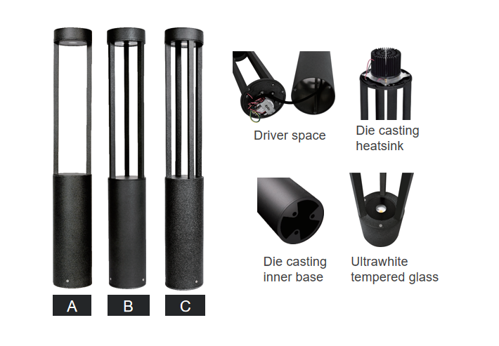 SPE-AC055T cylindrical LED bollard light