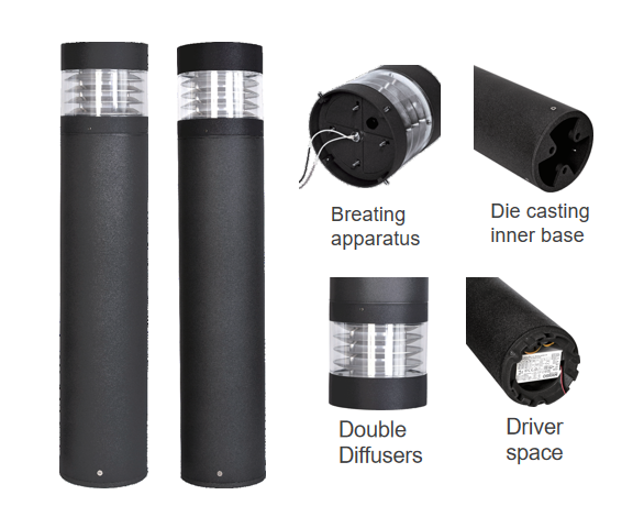 SPE-042L louver and anti-glare LED bollard light