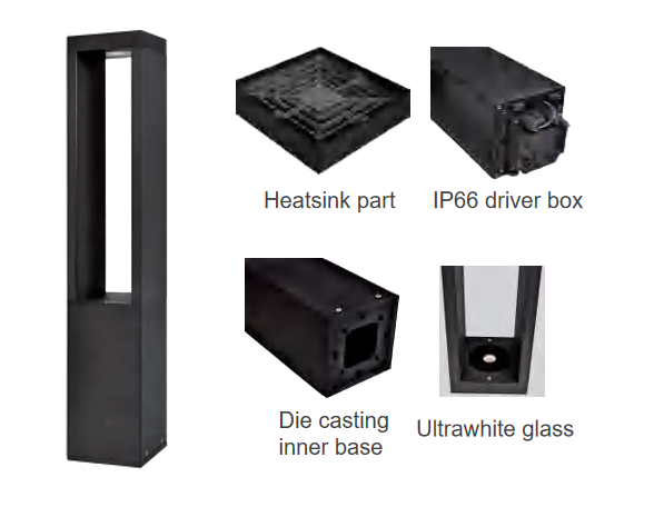 SPE-SQ063 square and rectangular architectural LED bollard light