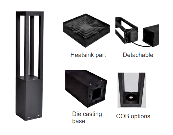 SPE-SQ065 square and rectangular architectural LED bollard light