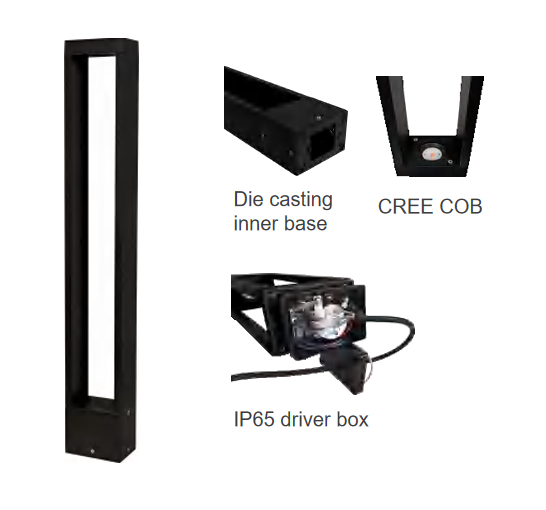 SPE-SQ067 square and rectangular architectural LED bollard light