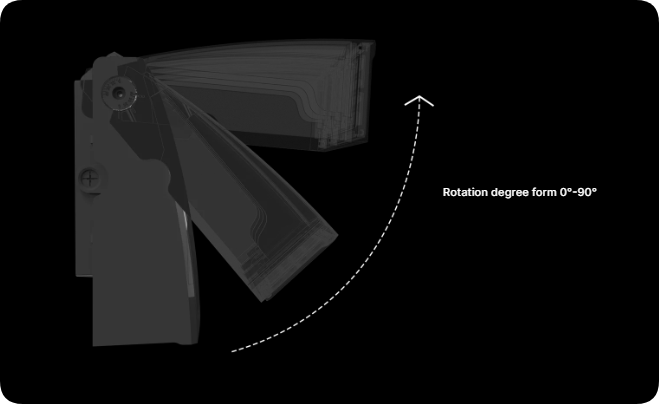 0 to 90 degree field-adjustable tilt angle rotation mechanism for precise beam aiming