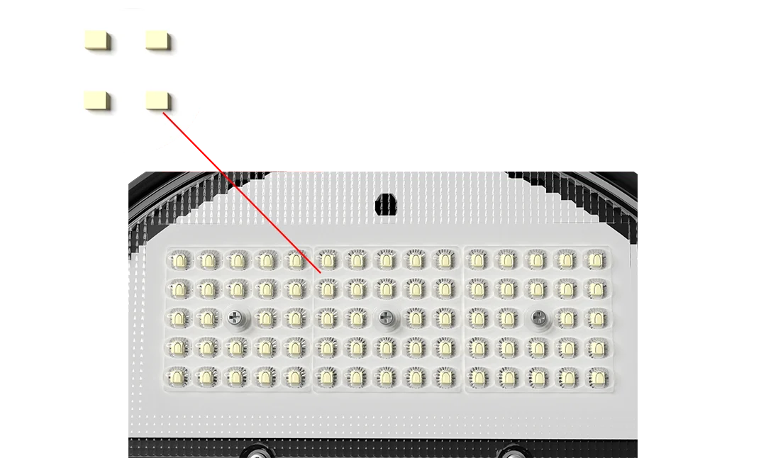 High light efficiency prismatic optical lens matrix with SMD LEDs delivering 120 lm per watt