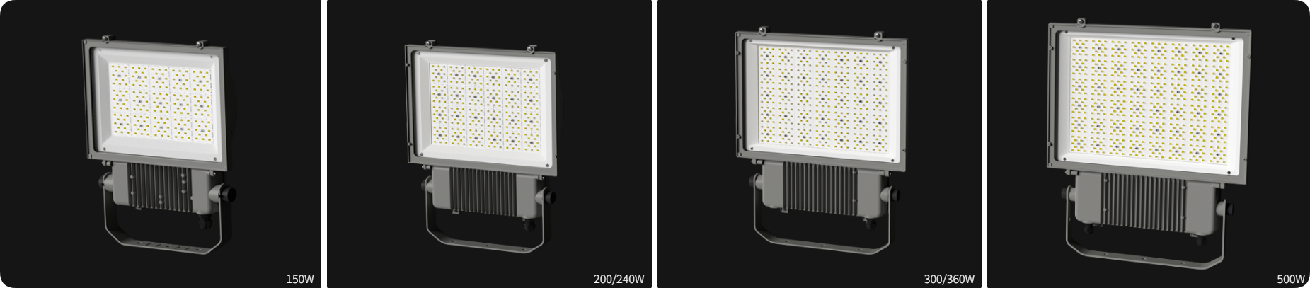 Four scalable sizes covering 150W to 500W high power LED stadium high mast light series