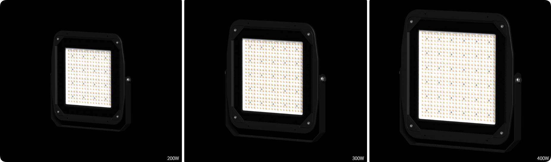 Three scalable sizes covering 200W 300W and 400W DOB LED stadium sports light series