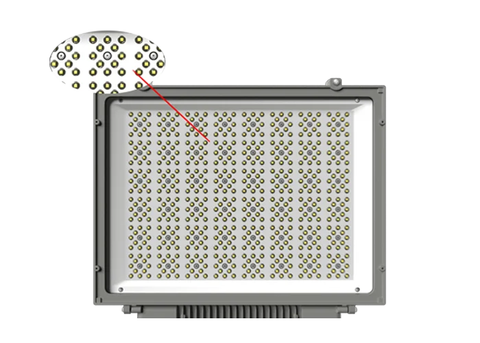 High lumen 3030 LED optical lens matrix delivering 120 lm per watt for stadium lighting
