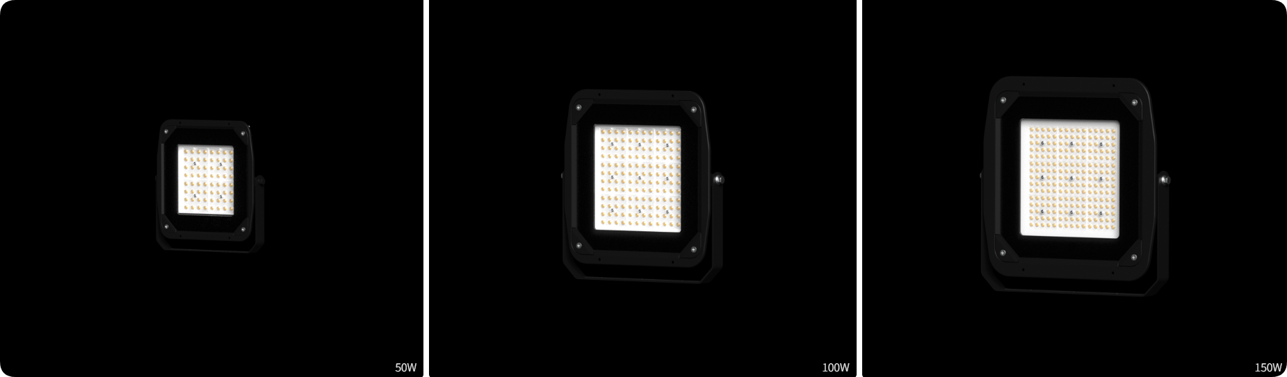 Three scalable sizes covering 50W 100W and 150W DOB LED stadium floodlight series
