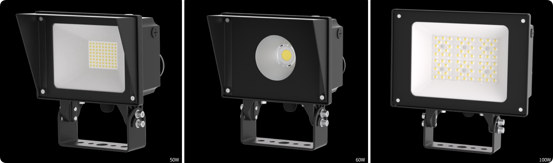 Three scalable die cast housing configurations covering 50W, 60W and 100W multi-purpose series