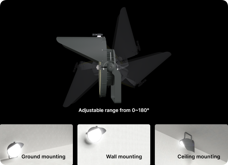 Adjustable U bracket supporting 0 to 180 degree aiming for stadium high mast floodlight