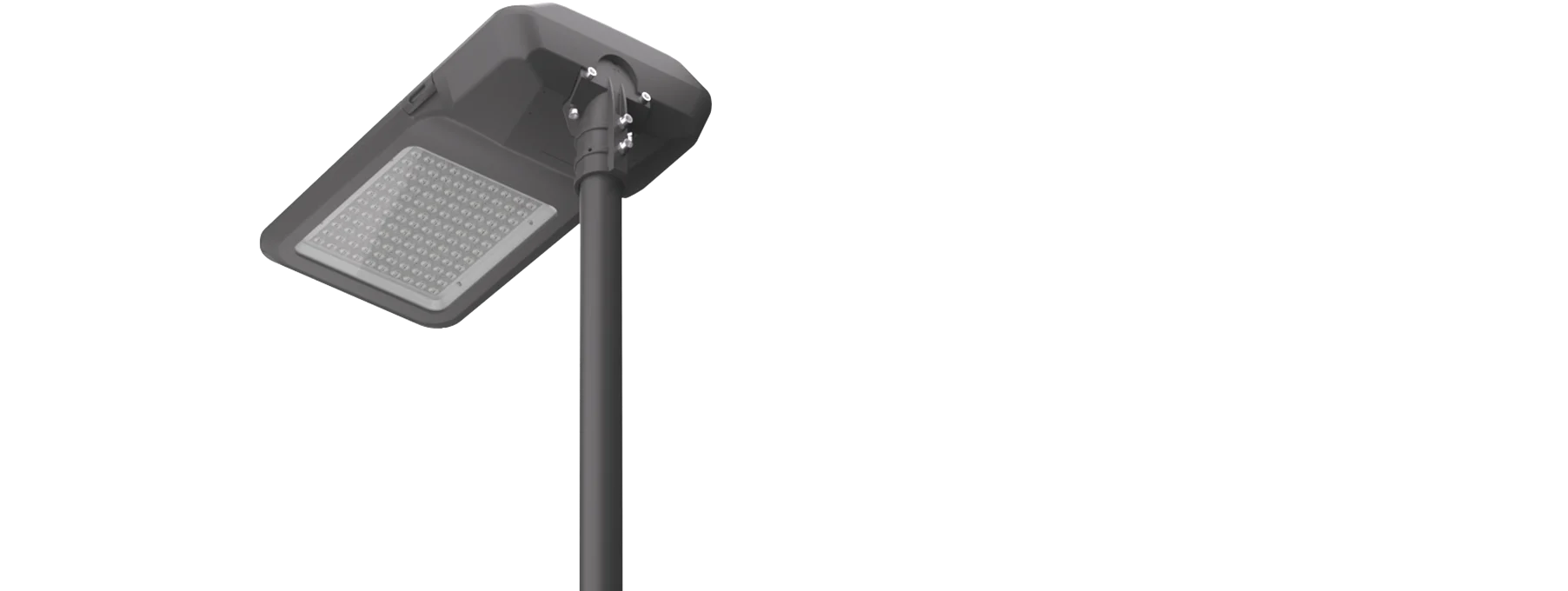 Commercial bridge roadway light with reinforced mounting tenon and dual lock bolts