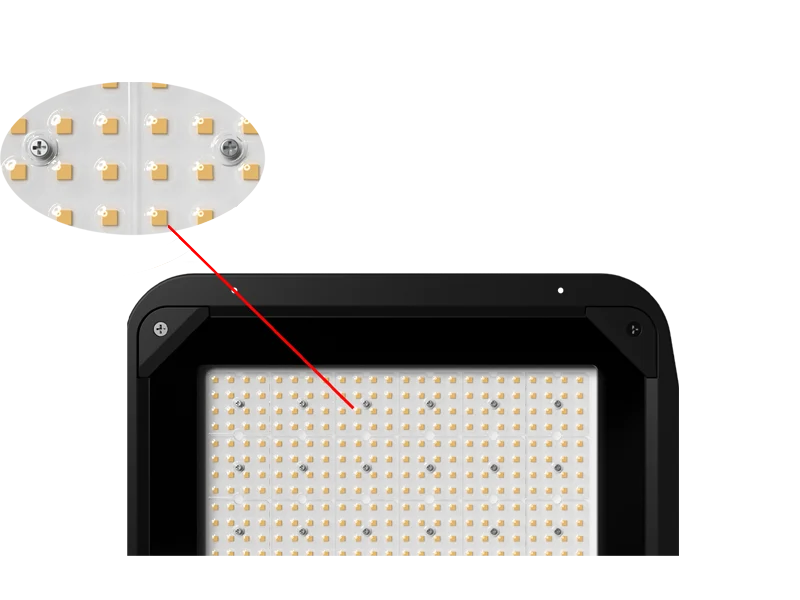 High efficiency optical SMD LED matrix delivering high lumen sports floodlight illumination