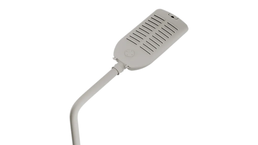 Die cast aluminum street light with louvered convective heat sink and NEMA photocell