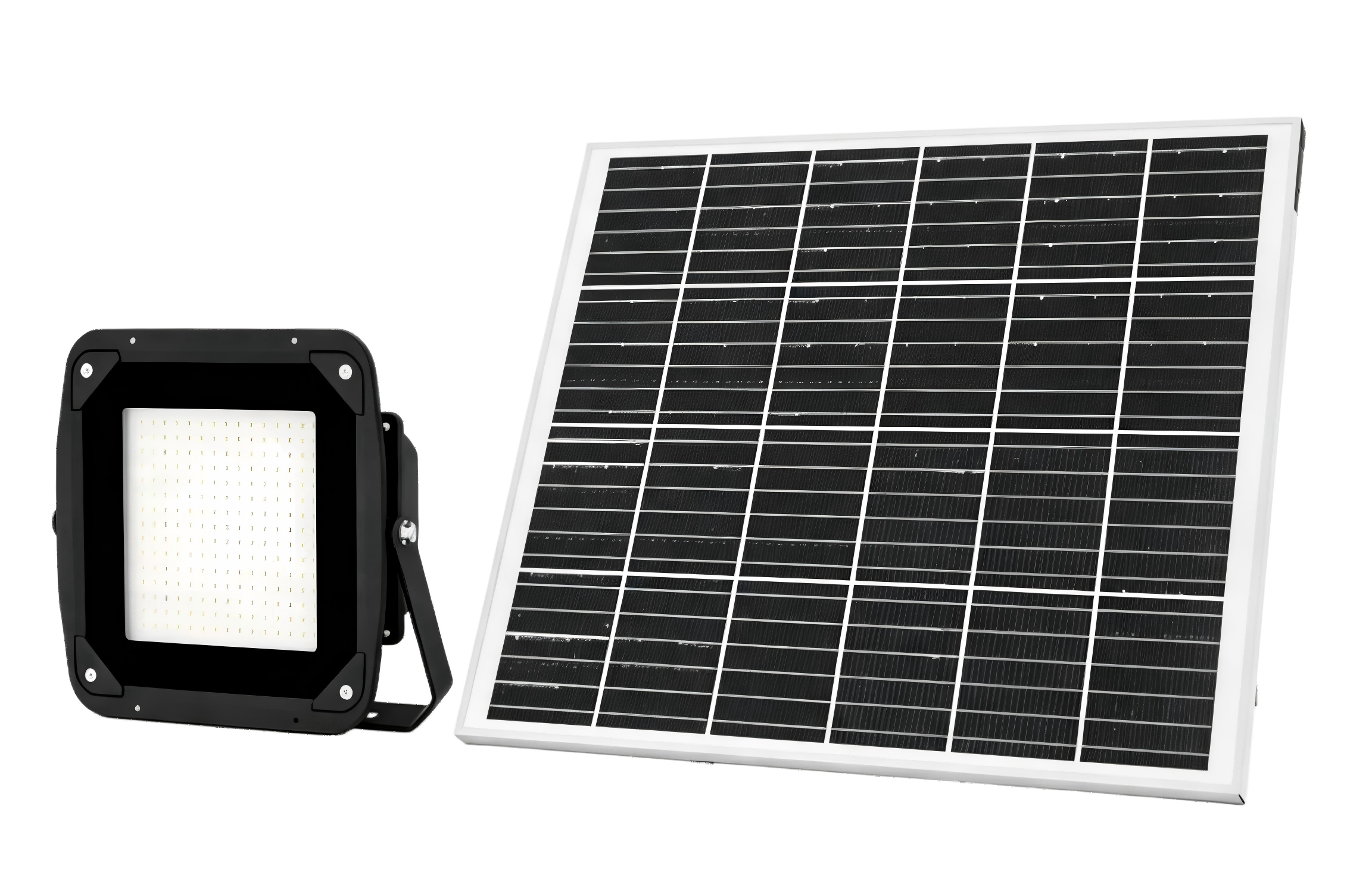 Outdoor solar flood light with remote panel