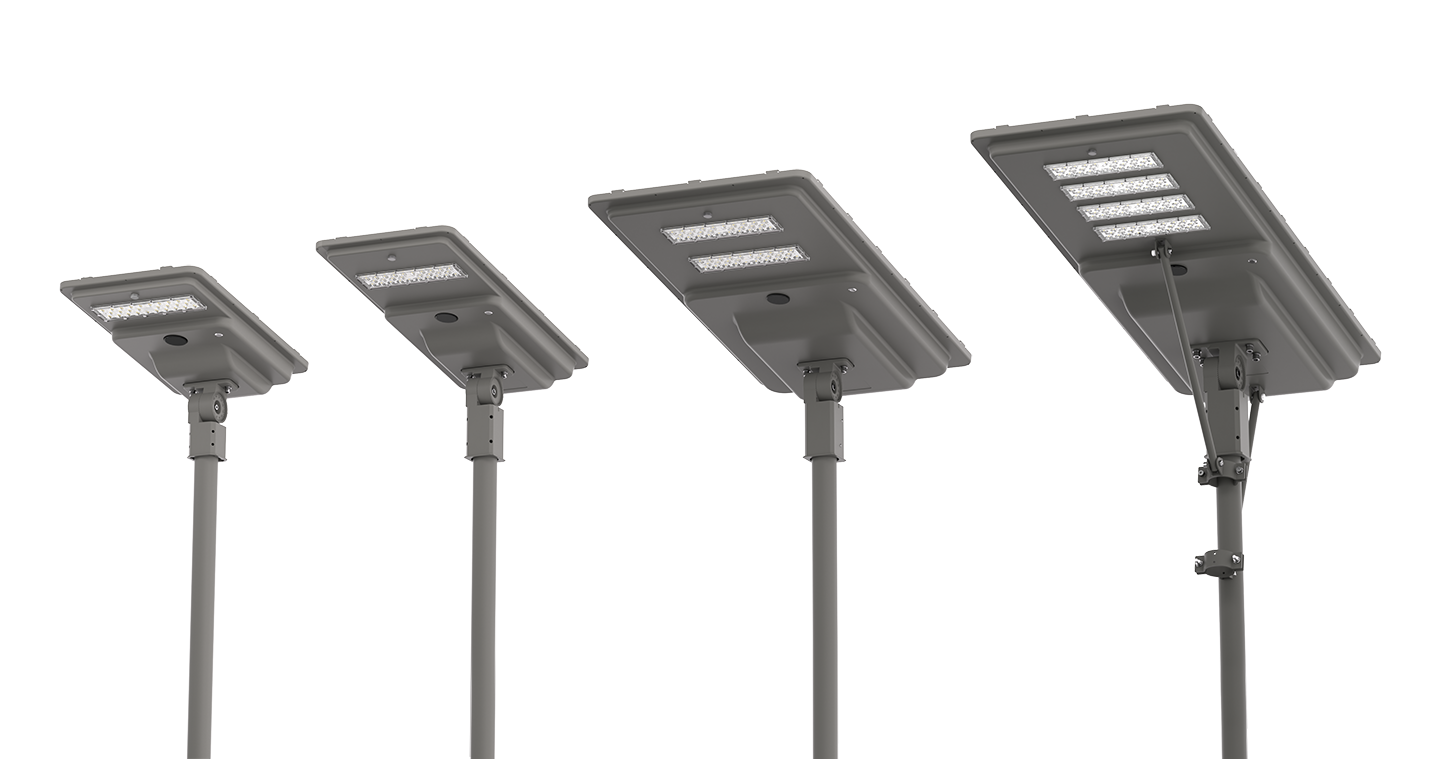 PE-6030SL commercial all in one solar street light 4 housing sizes comparison