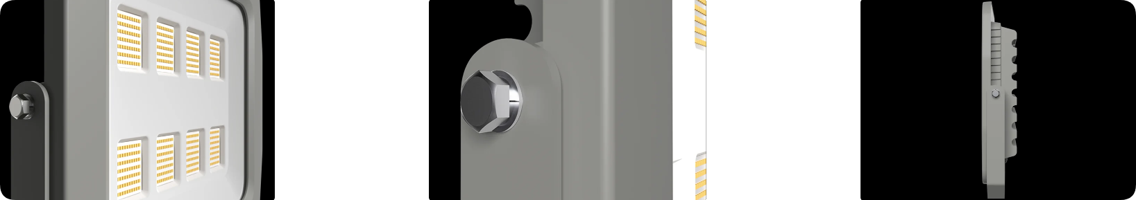 Deep-recessed optical cell cluster, side slim profile, and stainless steel locking bolt details