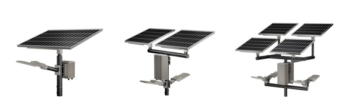 Single double and four head heavy duty solar street light configurations