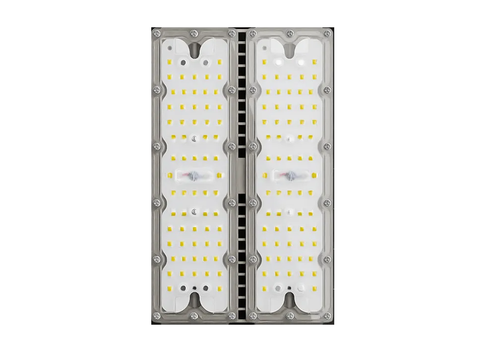 Type III modular LED optical lens array delivering 160 lm per watt roadway lighting